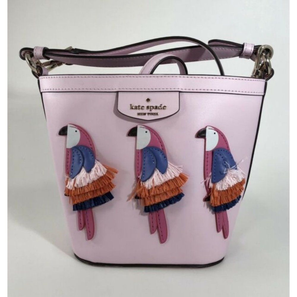 Kate Spade New York Parrot Pippa Flock Party Leather Purse Pink NWOT WKRU6840